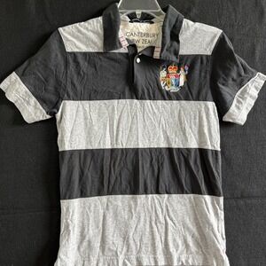 Canterbury Of New Zealand Rugby Striped Mens Medium Polo Played In Heaven‎ Black